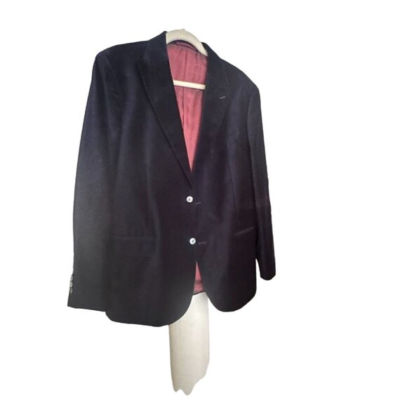 Byron Slim Fit Mens Blazer 46R Navy Blue Velvet Jacket Classic Two-Button Closur - Picture 6 of 10